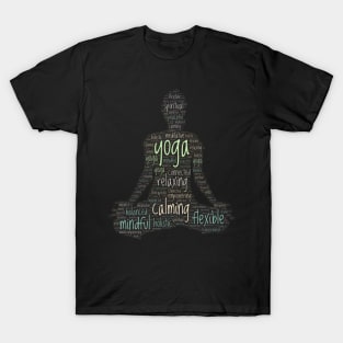 Yoga Wordcloud for Darker Backgrounds T-Shirt